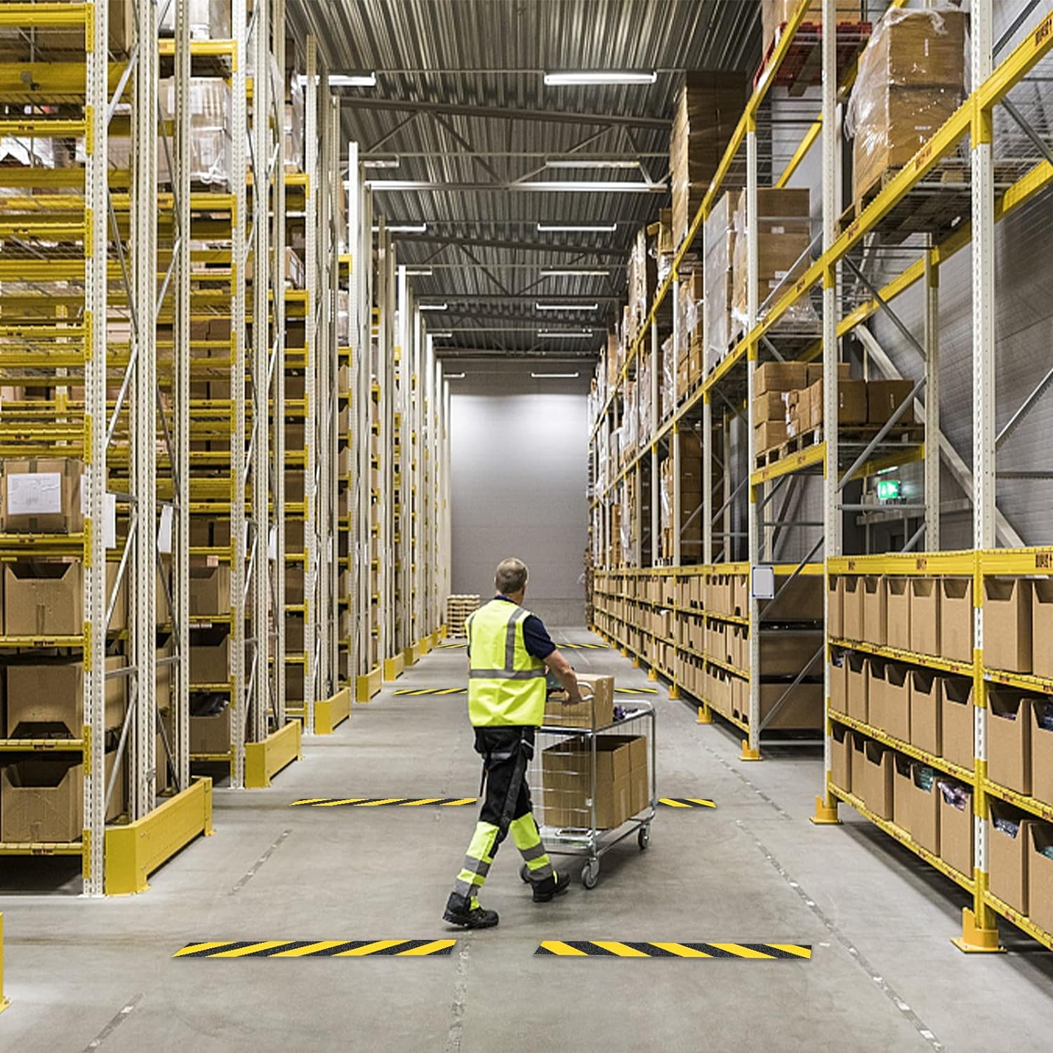 Black & Yellow Caution Non Skid Tape Roll for Stair Steps Ramp Traction Tread Staircases Grips Adhesive Non Slip Strips Walk 7