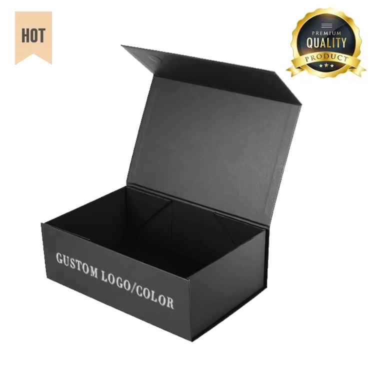 Customized luxury black magnetic folding box packaging box 1