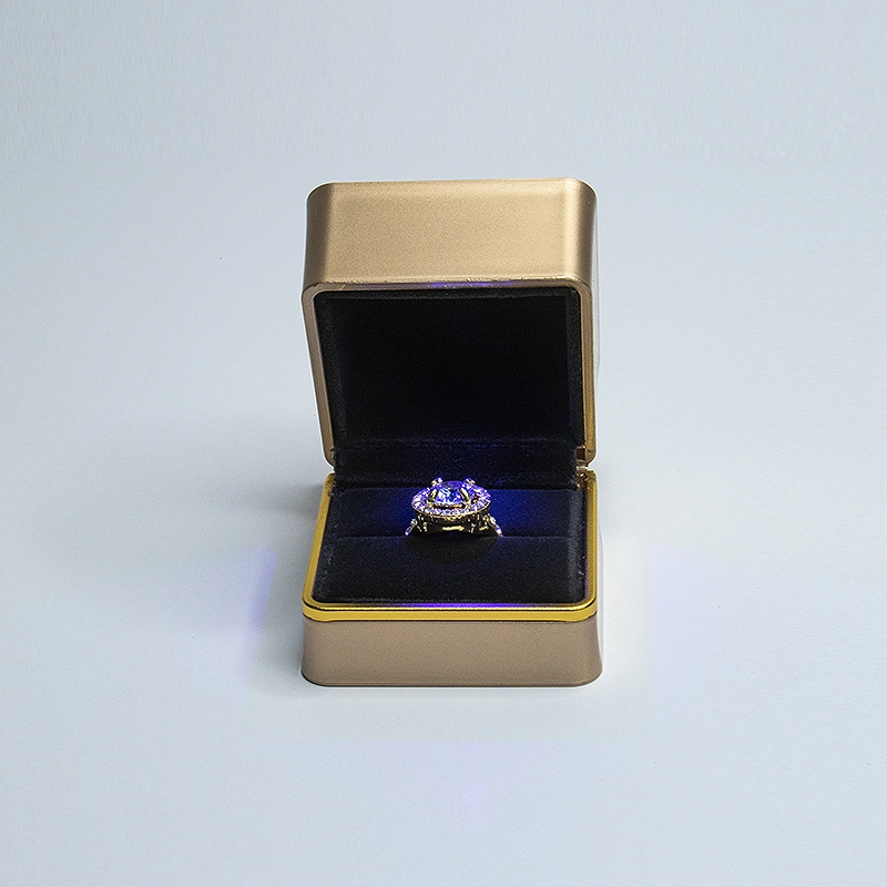 Customized luxury LED light ring box, jewelry box, gold border 1