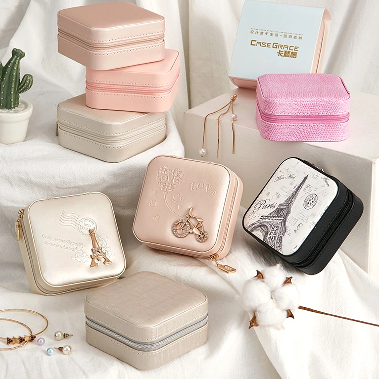 Wholesale Mini Travel Jewellery Organizer Small Portable Leather Jewelry Storage Box Case 1