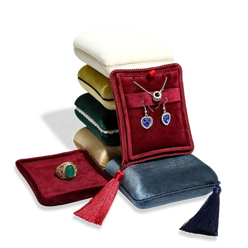 Custom velvet Set Box Jewelry Box necklace Ring couple ring Luxury Tassel Jewelry packaging large earring box 1