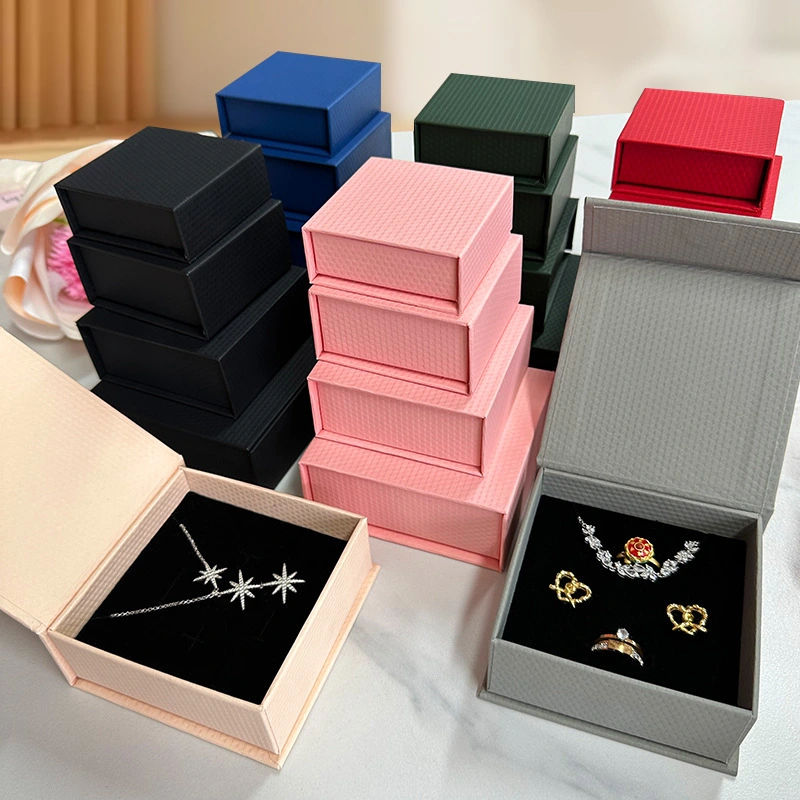 Free Design Luxury Custom Logo Magnet Book Shape Paper Jewelry Necklace  Box For ring earring and pendant 1