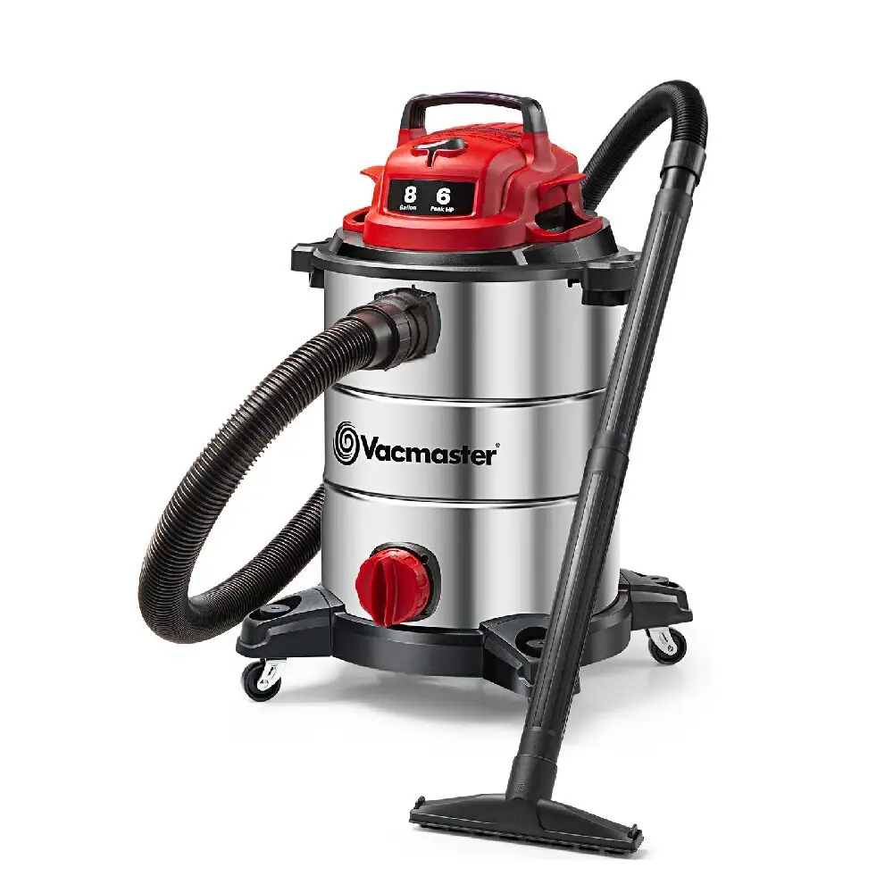 Vacmaster VOC812SF 1101 Aspiradora en seco/mojado de acero inoxidable premium de 8 galones, edición roja, 8 galones 1
