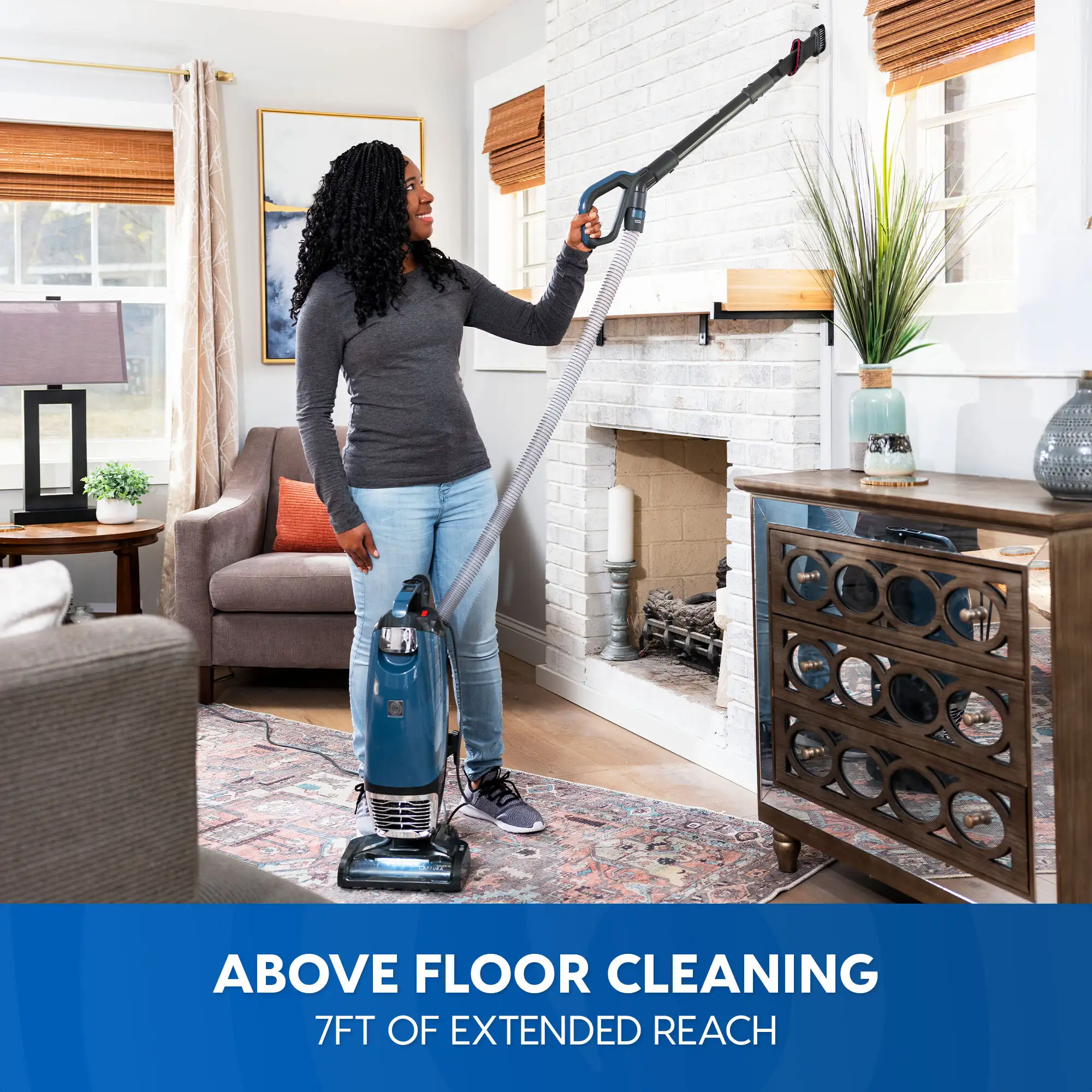 Vacmaster UB0302E Bagged Upright Vacuum Lightweight Cleaner 2-Motor Power Suction with HEPA Filtration, LED Headlight for Pet Hair, Carpet and Hardwood Floor, Blue 1