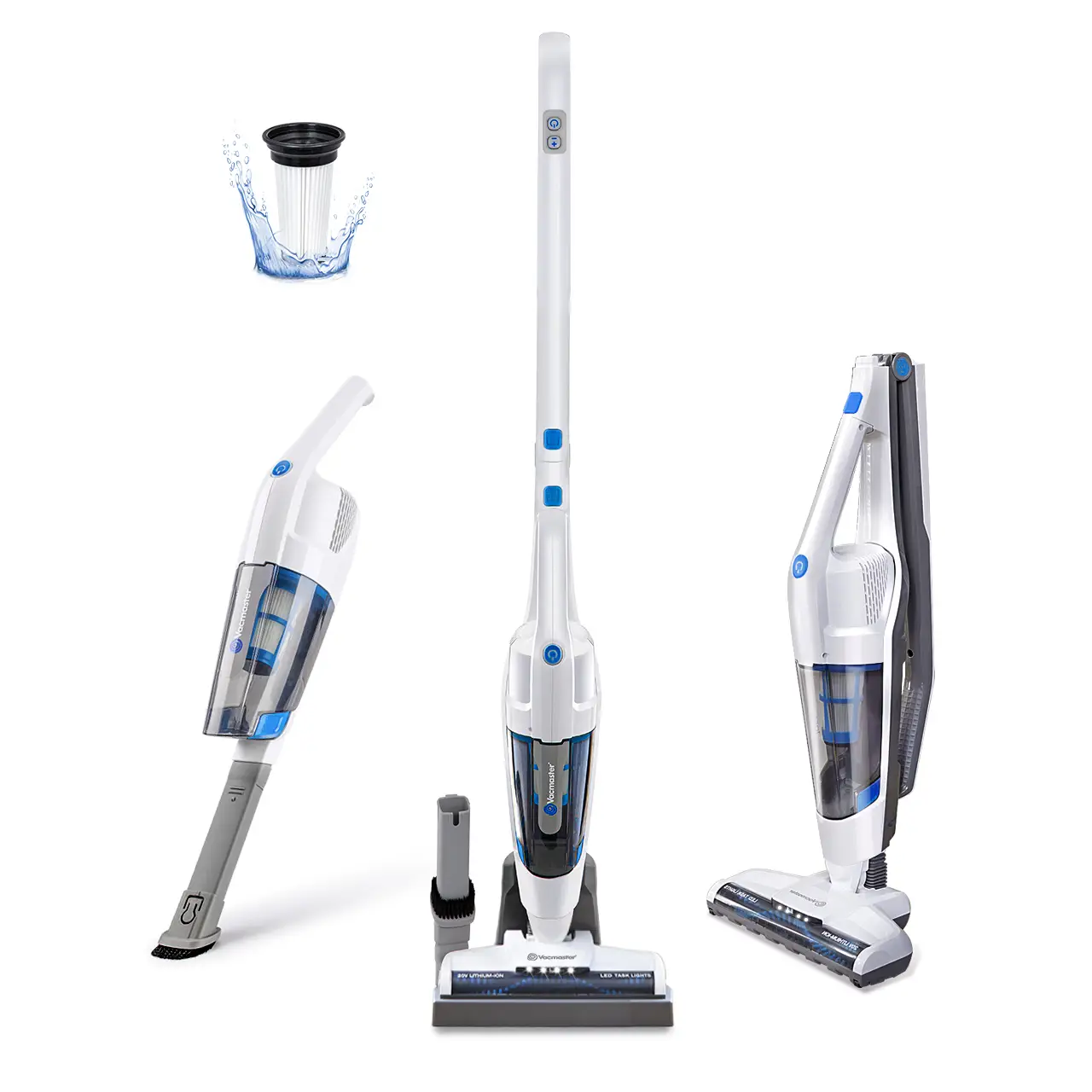Vacmaster VSD1801 Akku-Handstaubsauger & 2-in-1, wiederaufladbarer Li-Ionen-Akku, leistungsstark und leicht, für Hartholzböden, Teppiche und Tierhaare, Weiß 1