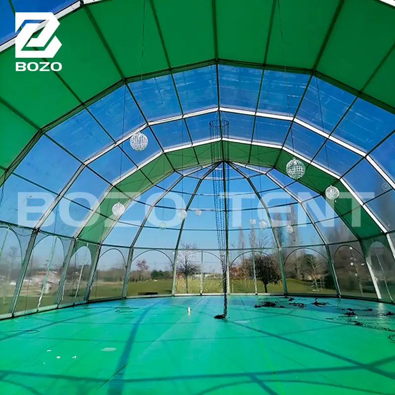 Elegant Green and Transparent Polygonal Party Tent for Indoor & Outdoor Events 1