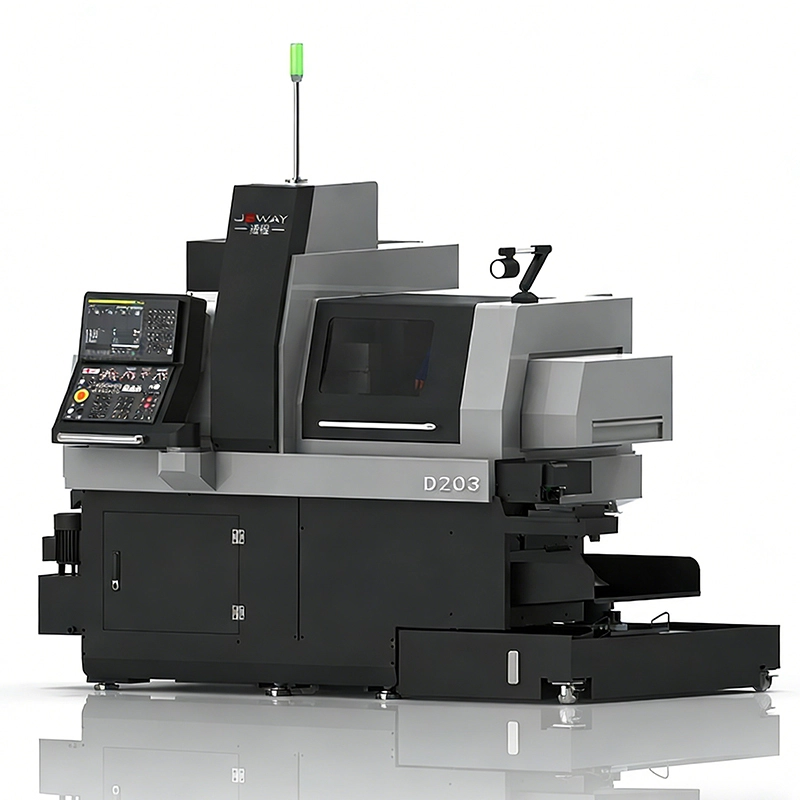 Torno suíço de 3 eixos, máquina CNC Swiss D203 com fuso elétrico e ferramentas acionadas. 1