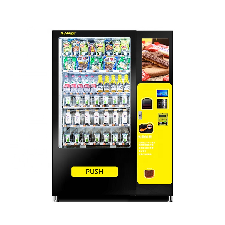 High quality sheet metal snacks glass bottle drinks combo vending machine with elevator lift 4
