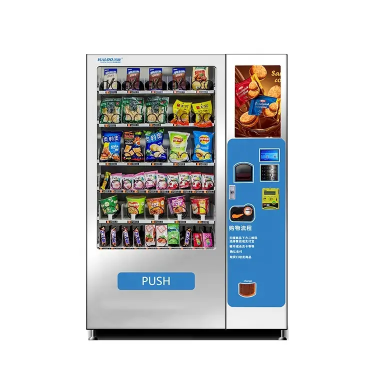 High quality sheet metal snacks glass bottle drinks combo vending machine with elevator lift 1
