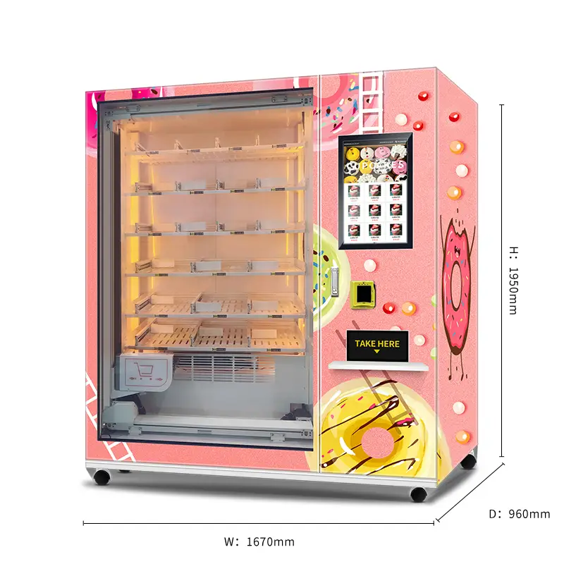 Máquina expendedora de la magdalena del cajero automático de la magdalena de la capacidad grande con el sistema de la refrigeración y del elevador 1