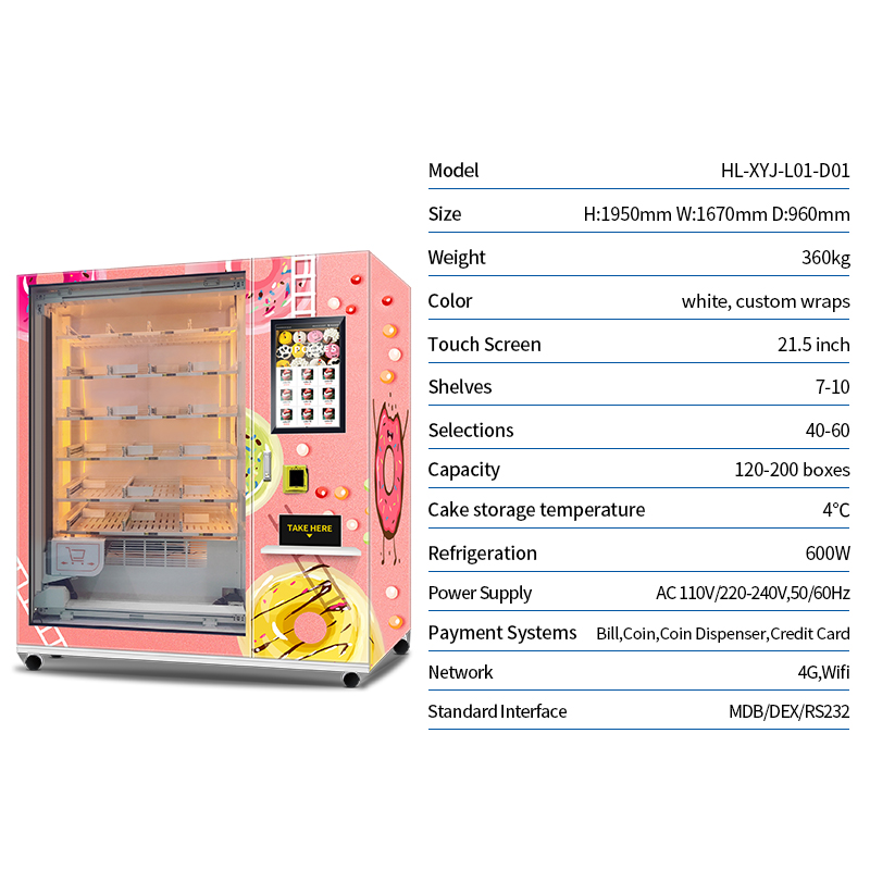 Large Capacity 21.5-Inch Touchscreen Cake Cupcake Vending Machine 7