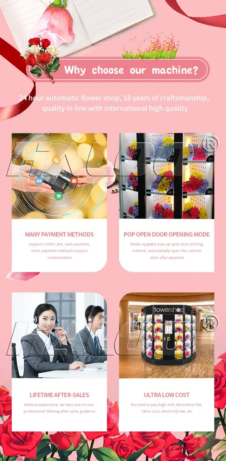 Haloo Intelligent floral vending machine wholesale for shopping mall 10