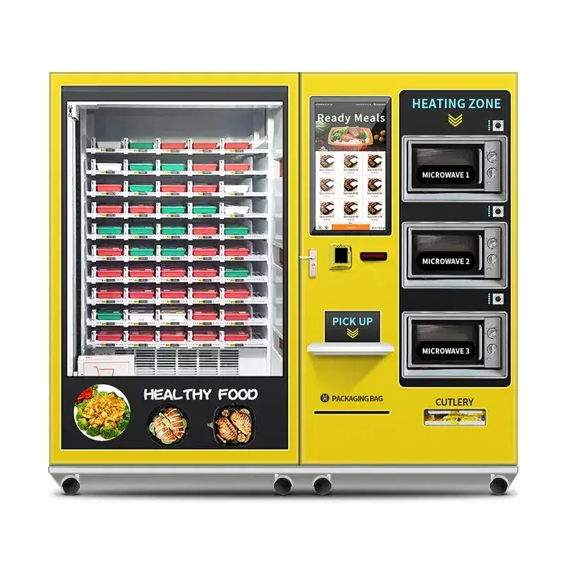 Haloo large capacity semi-automatic lunch box machine with 3 microwave ovens can be customized with stickers for the entire machine 1