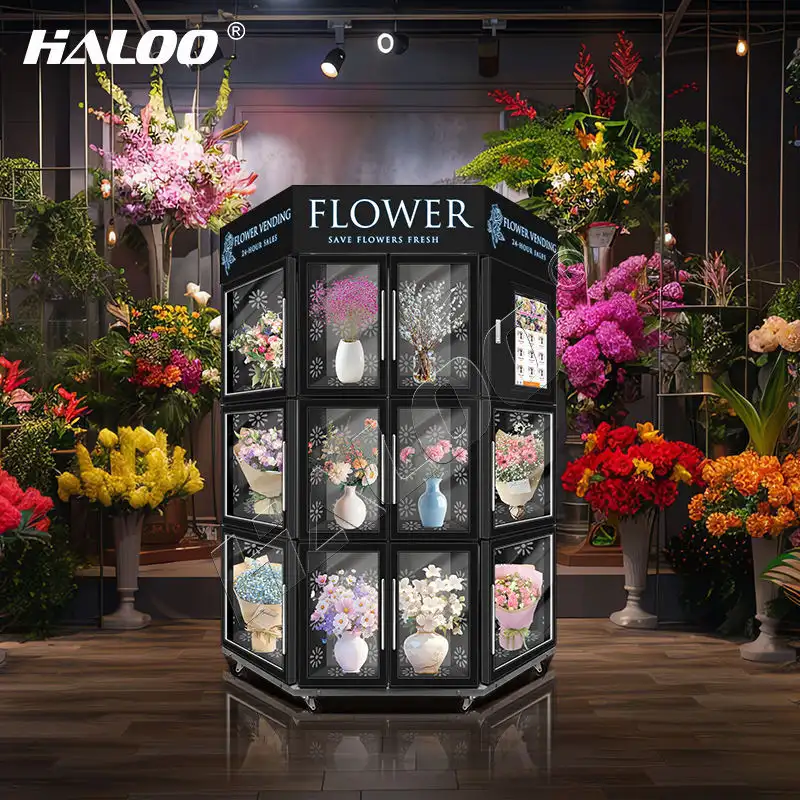 Haloo 11 grid flower vending machine stainless steel overall customizable grid number and stickers 1