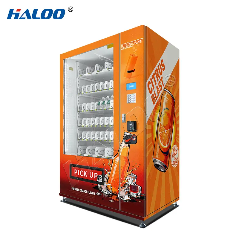 Haloo 24-hour beverage and snack vending machine with thick galvanized sheet shell and 6-tier shelf 1
