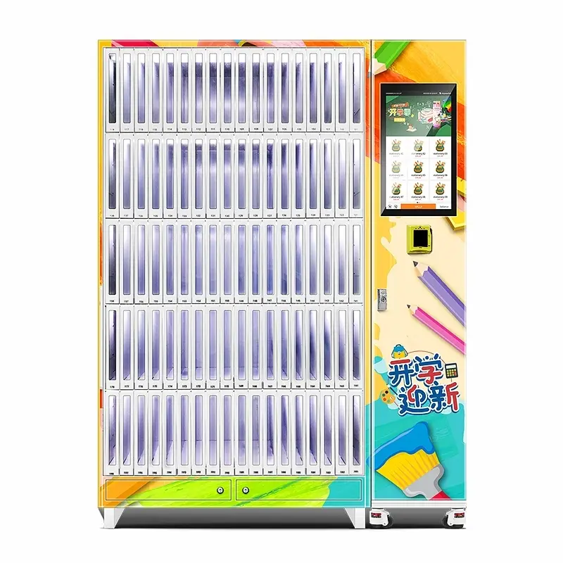 Distributeur automatique de livres Haloo à 90 bacs de grande capacité, fabriqué en tôle épaisse, adapté aux librairies, aux écoles et aux centres commerciaux. 1