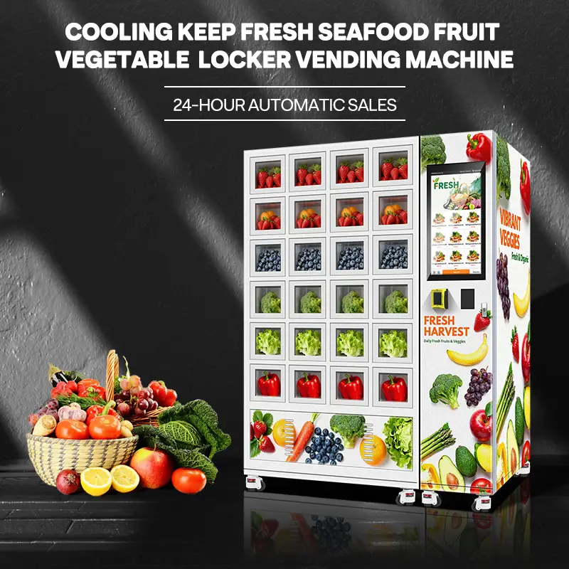 Haloo Storage Grid Cabinet 304 Stainless Steel Material Smart Vending LockerThickened Glass Door with Cooling System 1