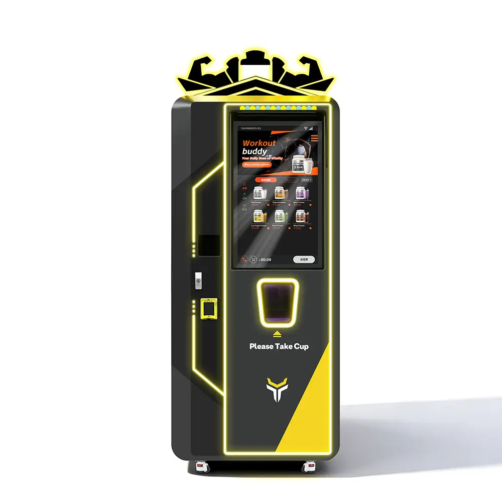 تم تجهيز آلة بيع مسحوق البروتين هالو بقضيب خلط ووظيفة تنظيف تلقائية. 1