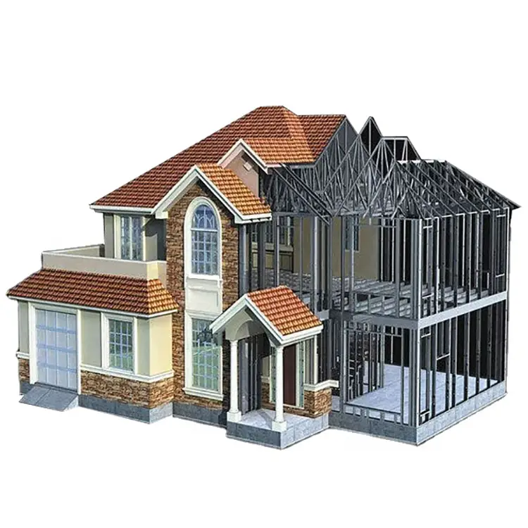 prefabricated steel frame villa 2 story villa 1