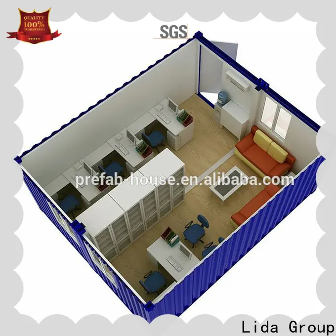 Lida Group Wholesale construye una fábrica de cabinas de contenedores de envío utilizadas como oficina, sala de reuniones, dormitorio y tienda. 1