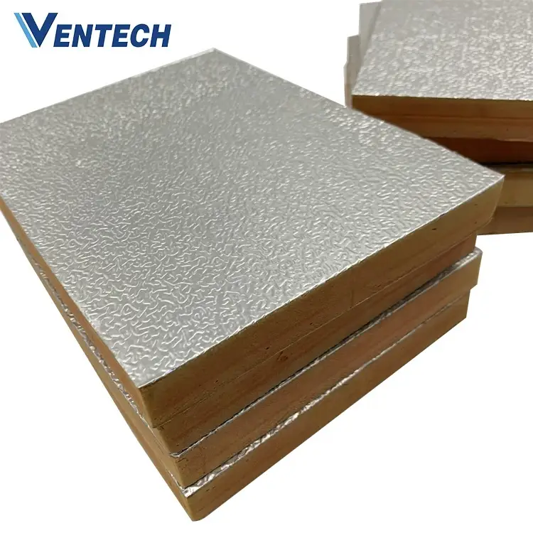 Fireproof aluminum foil phenolic foam board pu/polyurethane pre-insulated duct panel  for HVAC air duct 1