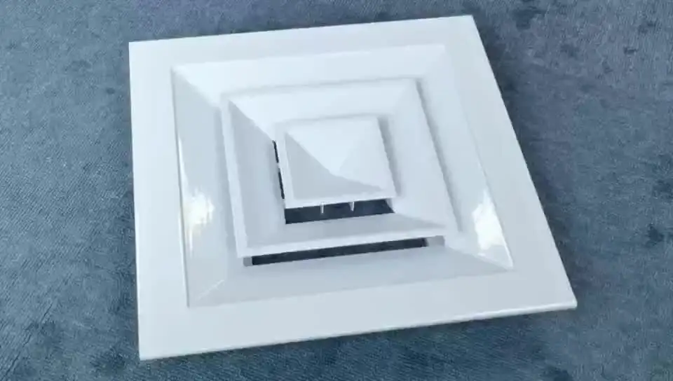 Hvac White Power Coating Aluminum Air Duct Vent Ceiling Square Air Diffuser 1