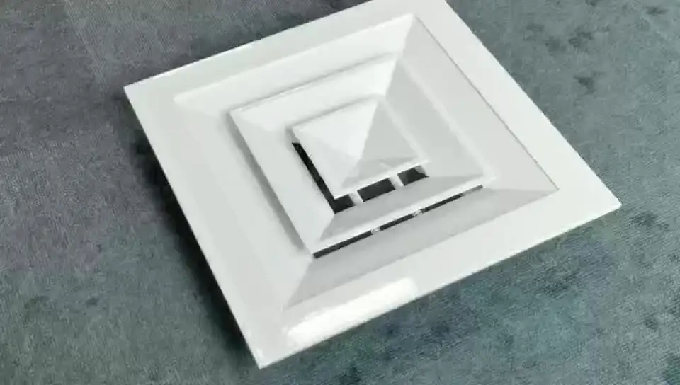 China Factory Hvac VENTECH Aluminum Exhaust Air Outlet Conditioning 4 Way Square Ceiling Air Duct Diffuser 1