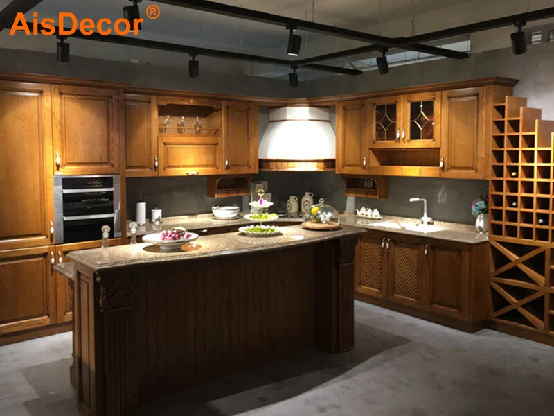 High Grade Oak Solid Timber Kitchen With Wine Rack 1