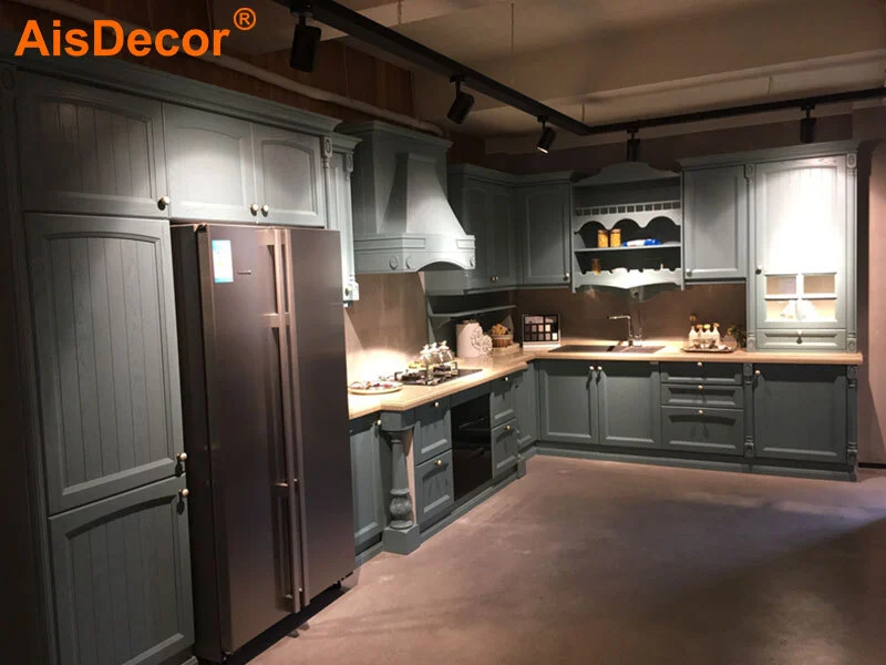 Italian Style Light Blue Solid Timber Kitchen 1