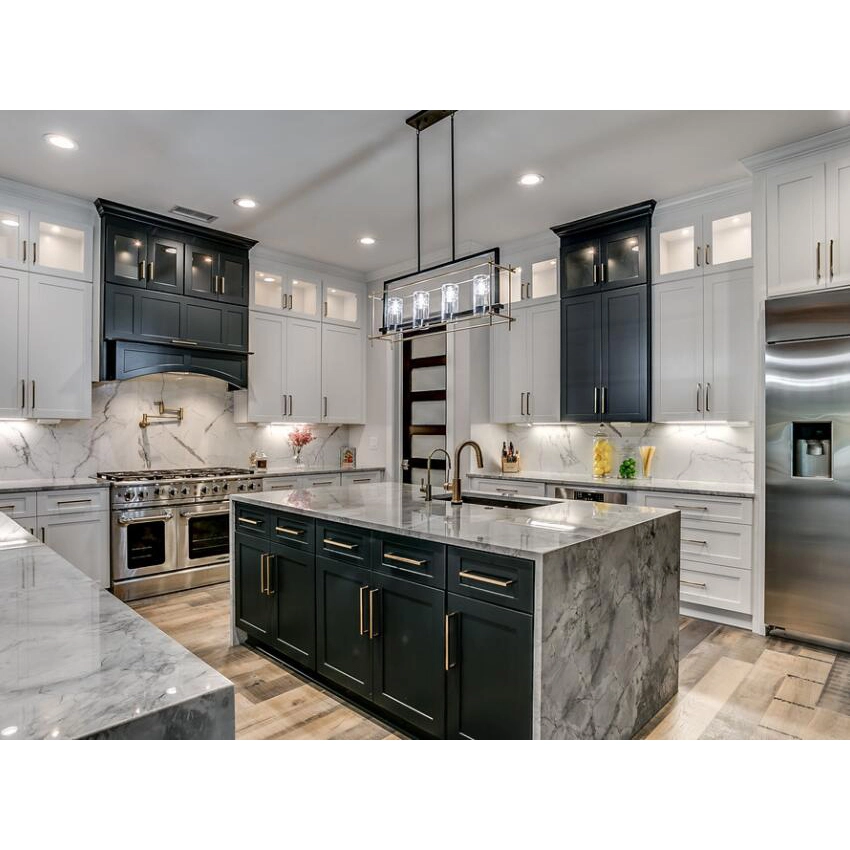 Factory Direct Apartment Lacquer Shaker Kitchen Cabinet With Island 1