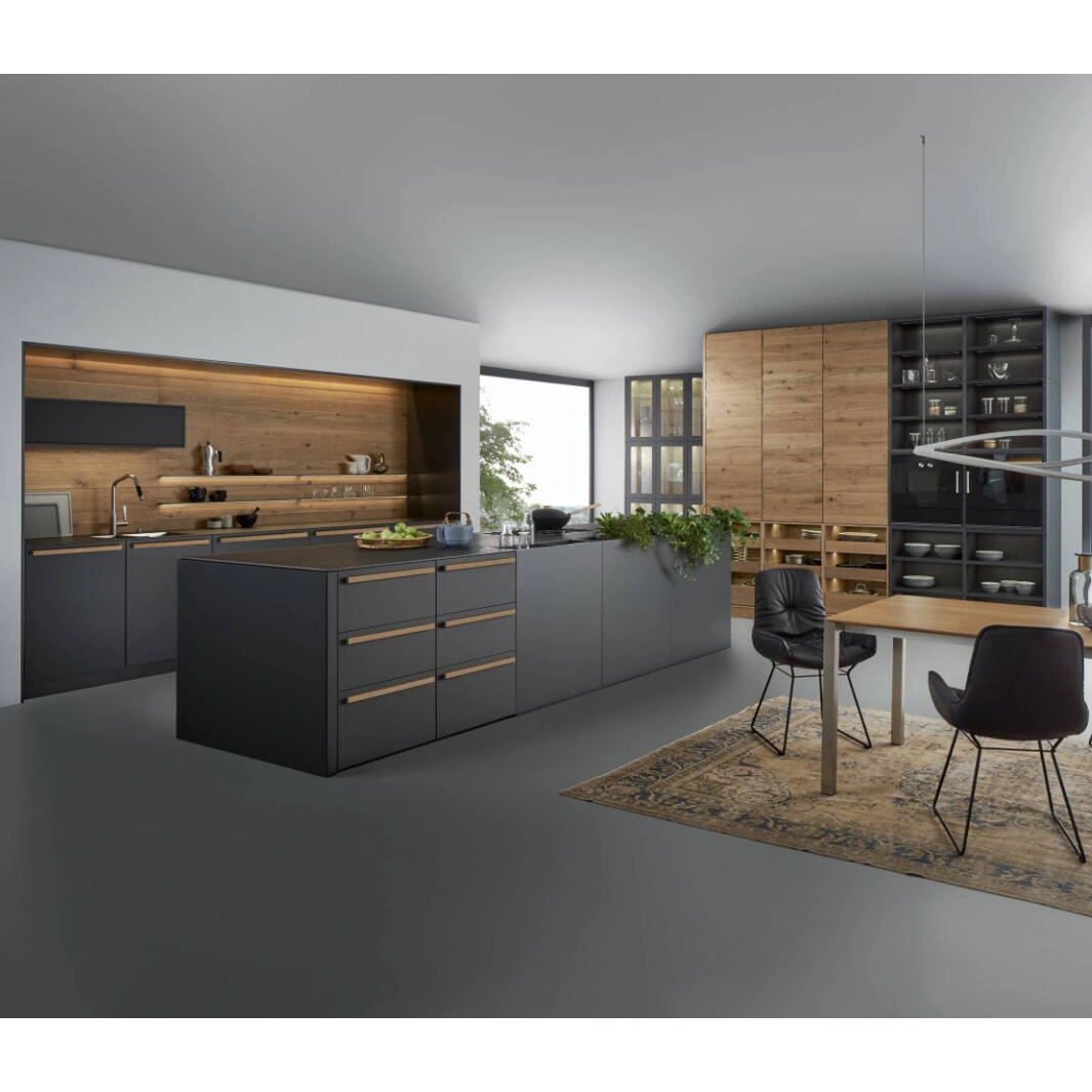 Wholesale Modern Design Simple Style Black Laminate Lacquer With Island 1