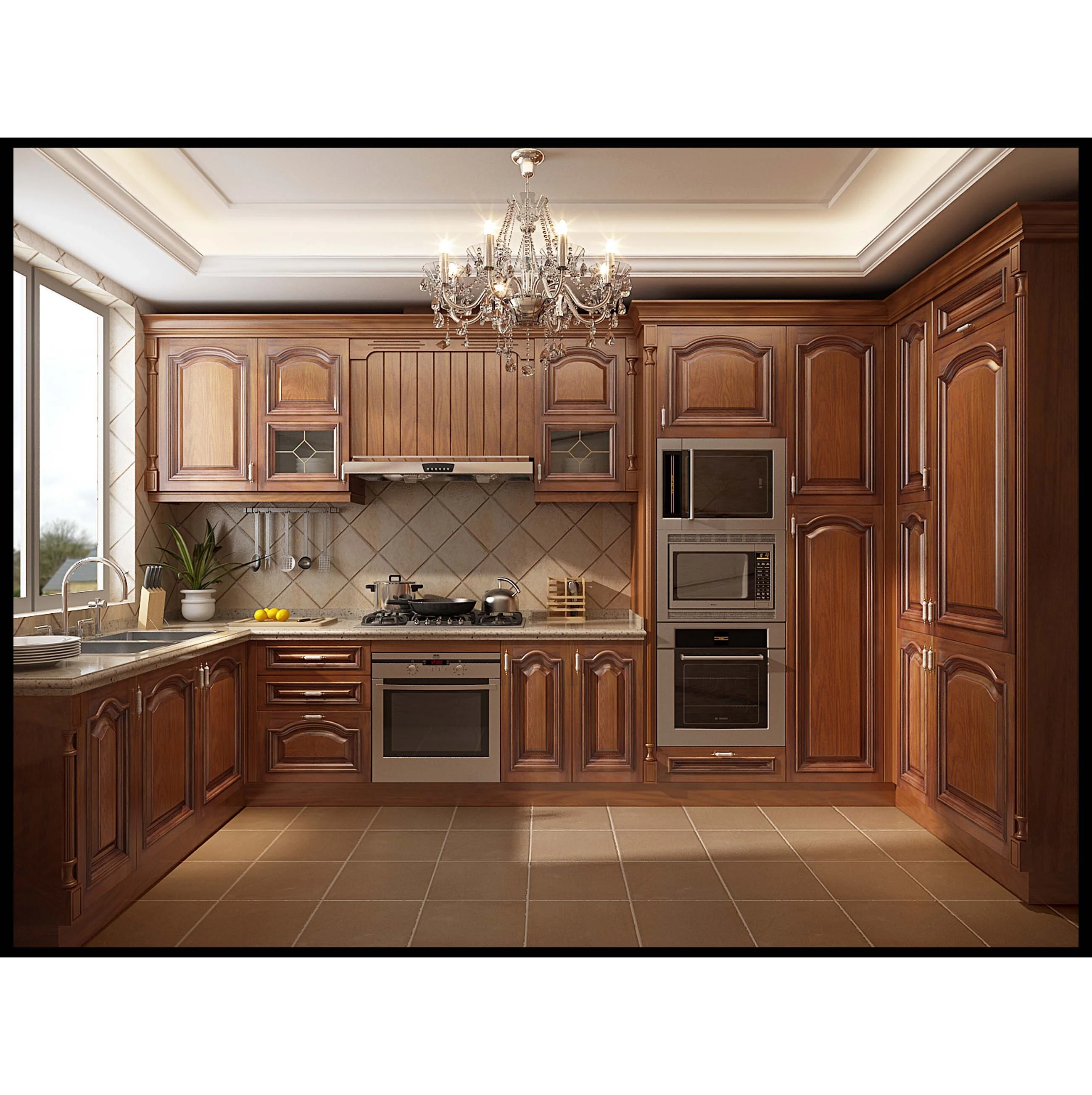 China Supplier Completely Customized Design Solid Wood Kitchen Cabinet 1