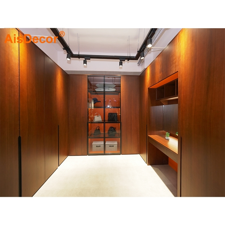 Modern Design Bedroom Melamine Wood Veneer Doors Wall Wardrobe 1