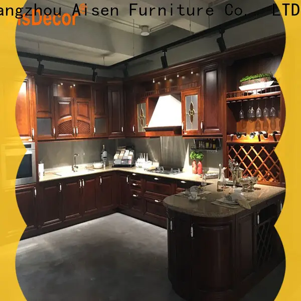 AisDecor top-selling dark wood kitchen cabinets from China 1