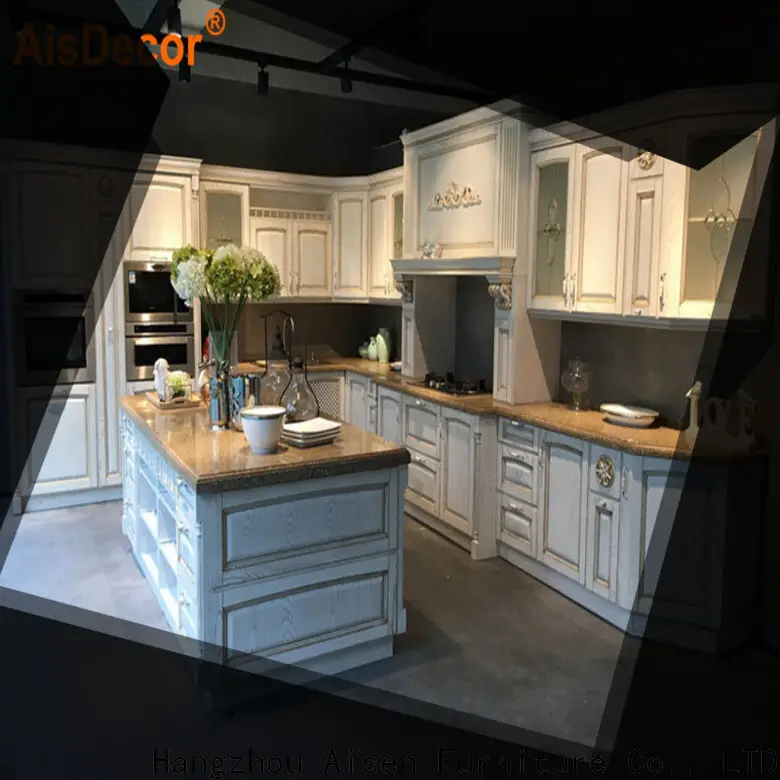 AisDecor cheap white wood kitchen cabinets manufacturer 1