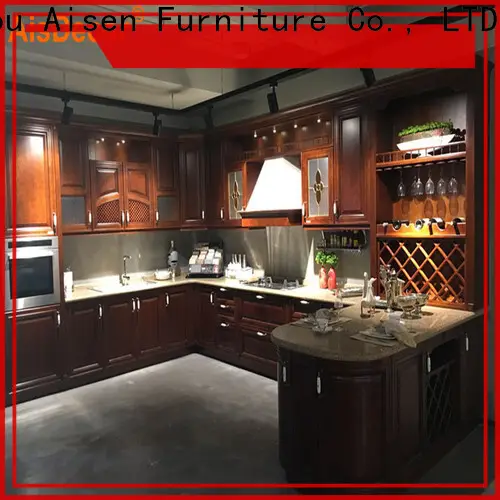 cheap cherry wood kitchen cabinets from China 1