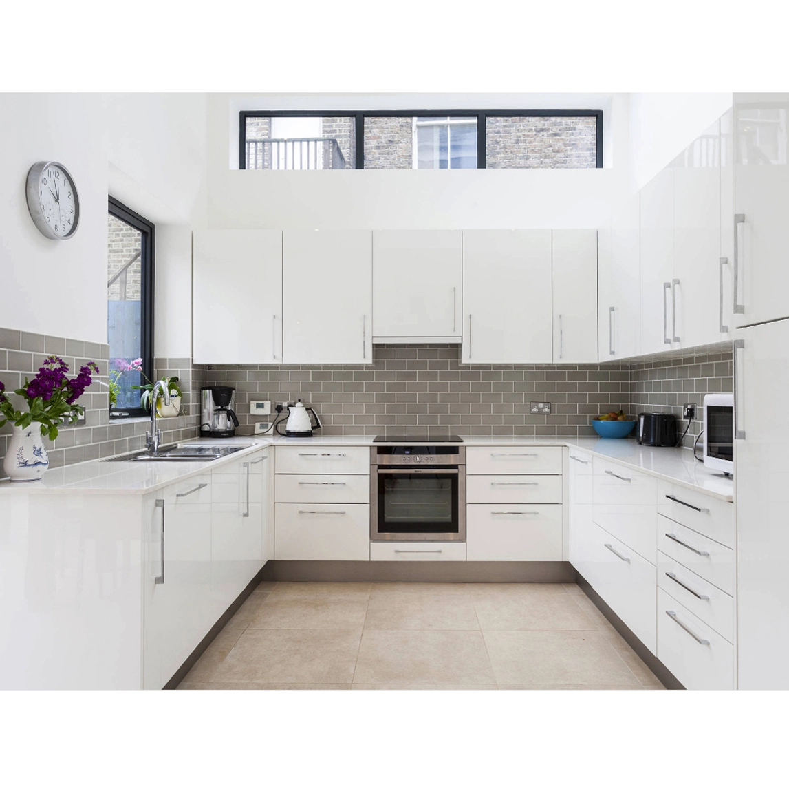 Luxury Apartment White High Gloss Lacquer Kitchen Cabinet 1