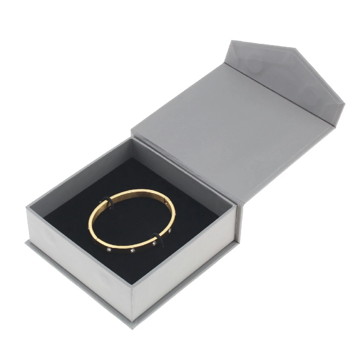Embalaje de joyería de lujo con cierre magnético de caja de regalo de cartón de lámina dorada con logotipo personalizado - Embalaje Packshion 1
