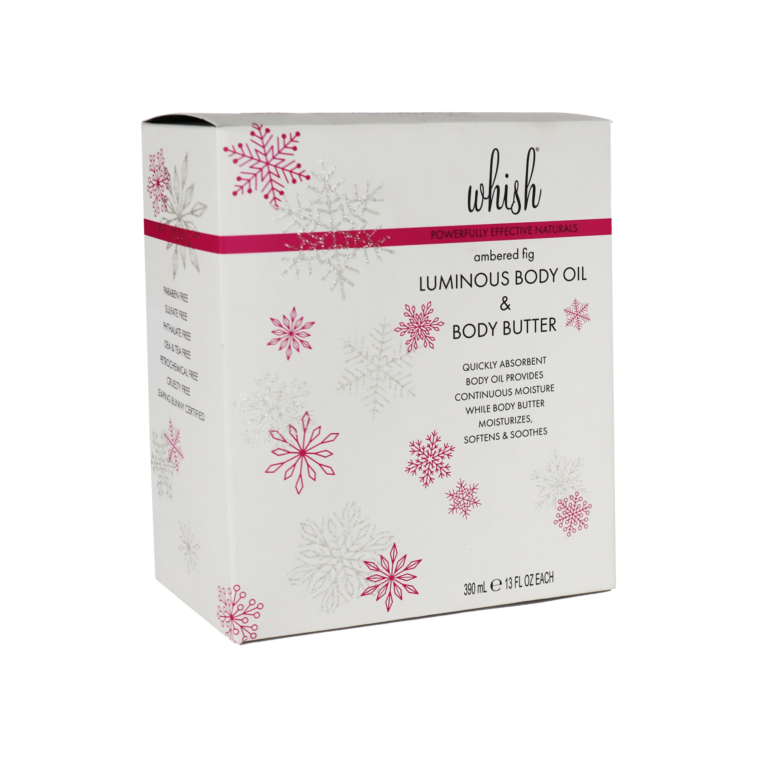 Pink Snowflake UV Cosmetic Paper Box Logo Embossed Gift Box - Packshion Packaging 1
