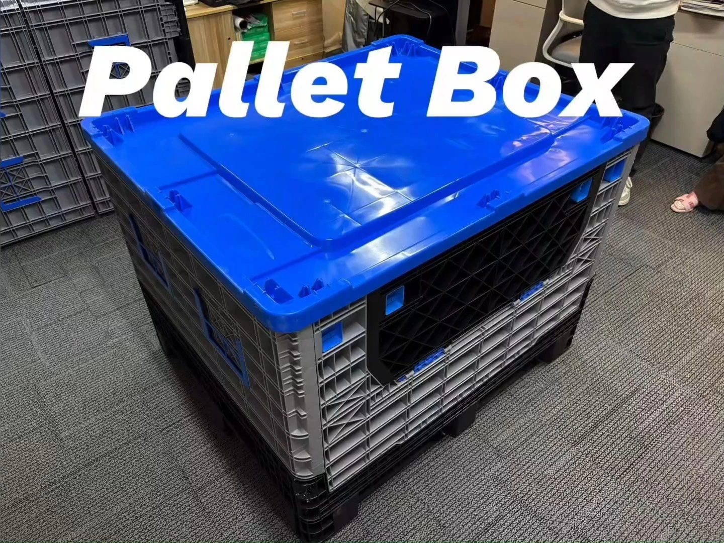 Caja de palé de HDPE - Caja de almacenamiento industrial plegable, contenedor grande, palé de plástico, cajón Gaylord plegable, cajas de plástico 1