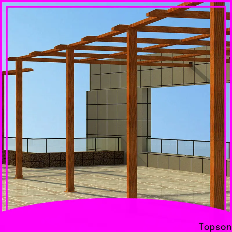 Topson coated black steel pergola with canopy for hotel 1