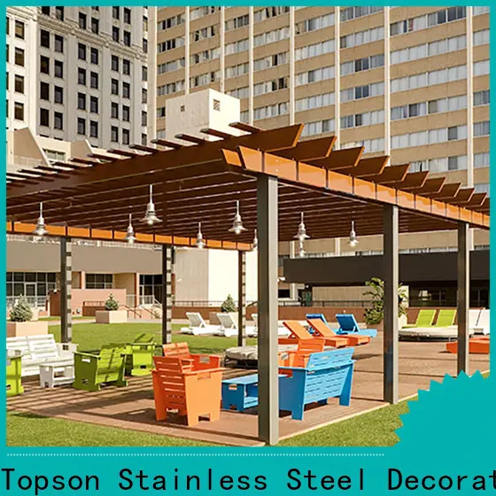 Topson stain resistance steel and aluminum arched pergola with retractable canopy for business for backyard 1