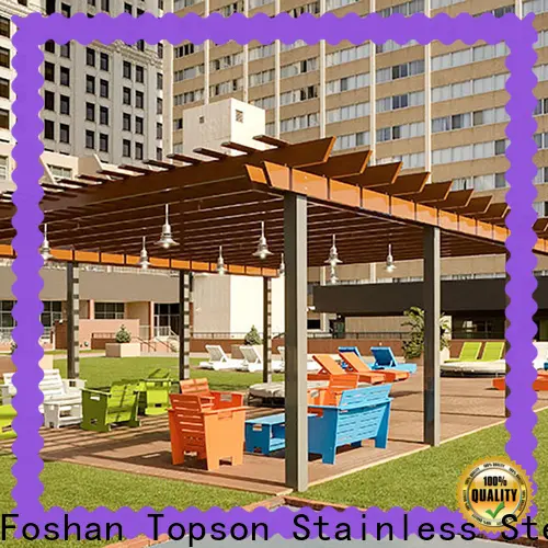 Topson pergolaaluminum steel and aluminum arched pergola with retractable canopy China for park 1