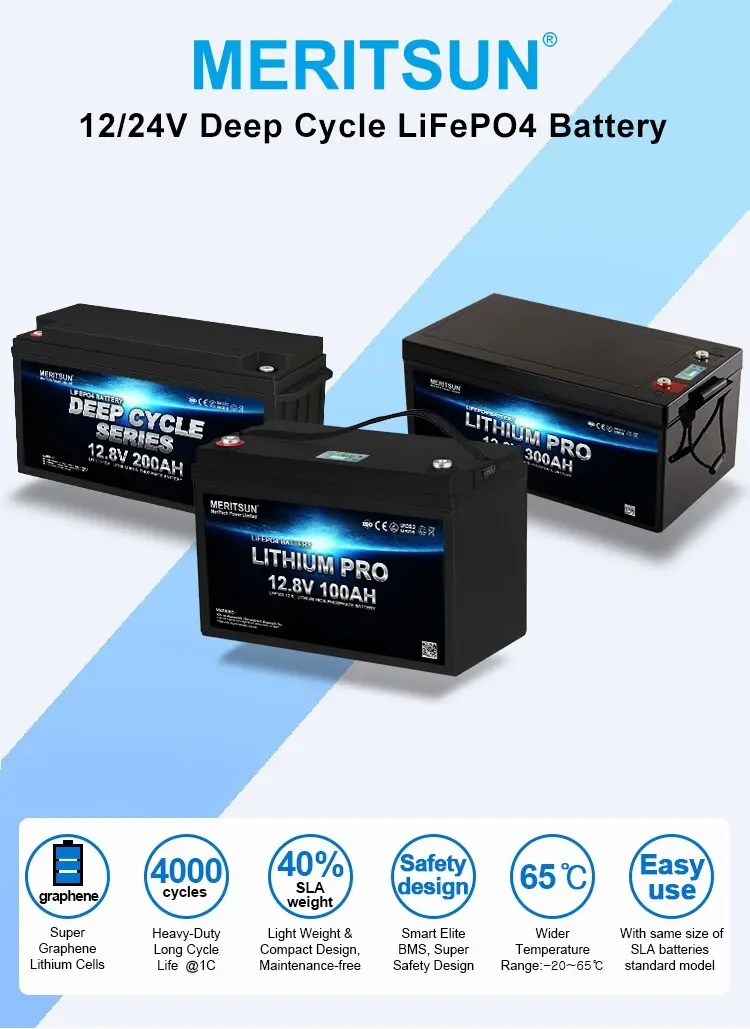 MERITSUN lifepo4 battery 12v 200ah series for home use 2