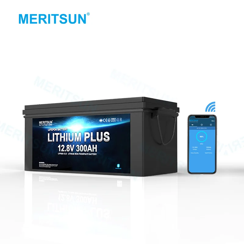 MeritSun Solar RV Marine Boat Lifepo4 Storage Ion 12v 300ah Lithium Battery Pack With Bluetooth 1