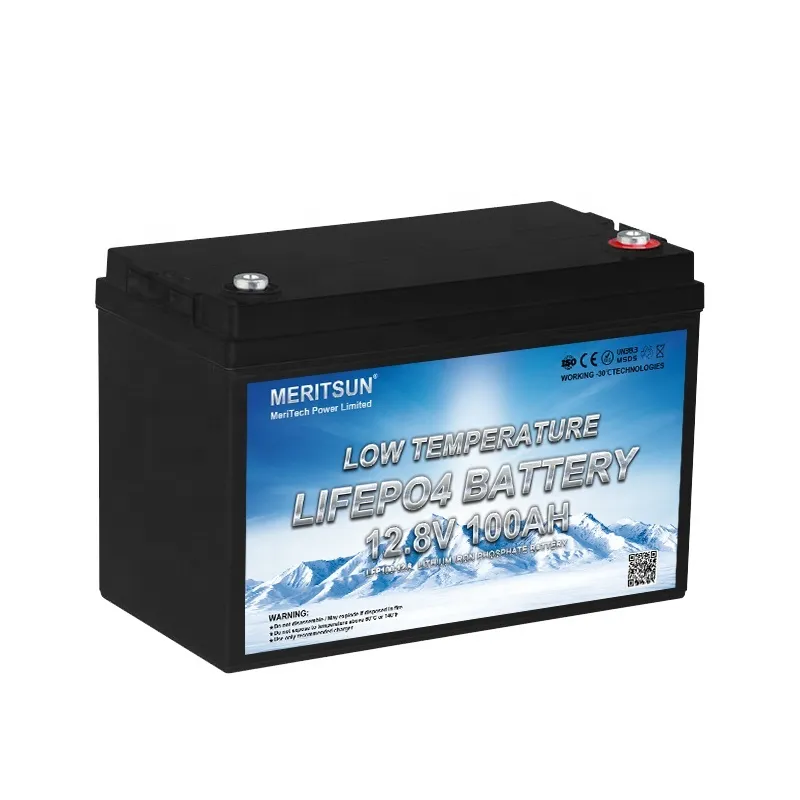 MeritSun 12V 100Ah lithium battery for camper rv truck with low temp protect pre heating ABS reinforce holder 1