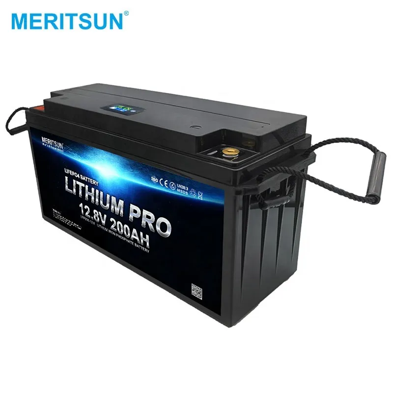 Lithium Ion Battery BOATS Golf Carts with LCD Display for Solar Motor Home RV Caravan Deep Cycle 12volt 200ah Free Meritsun ABS 1