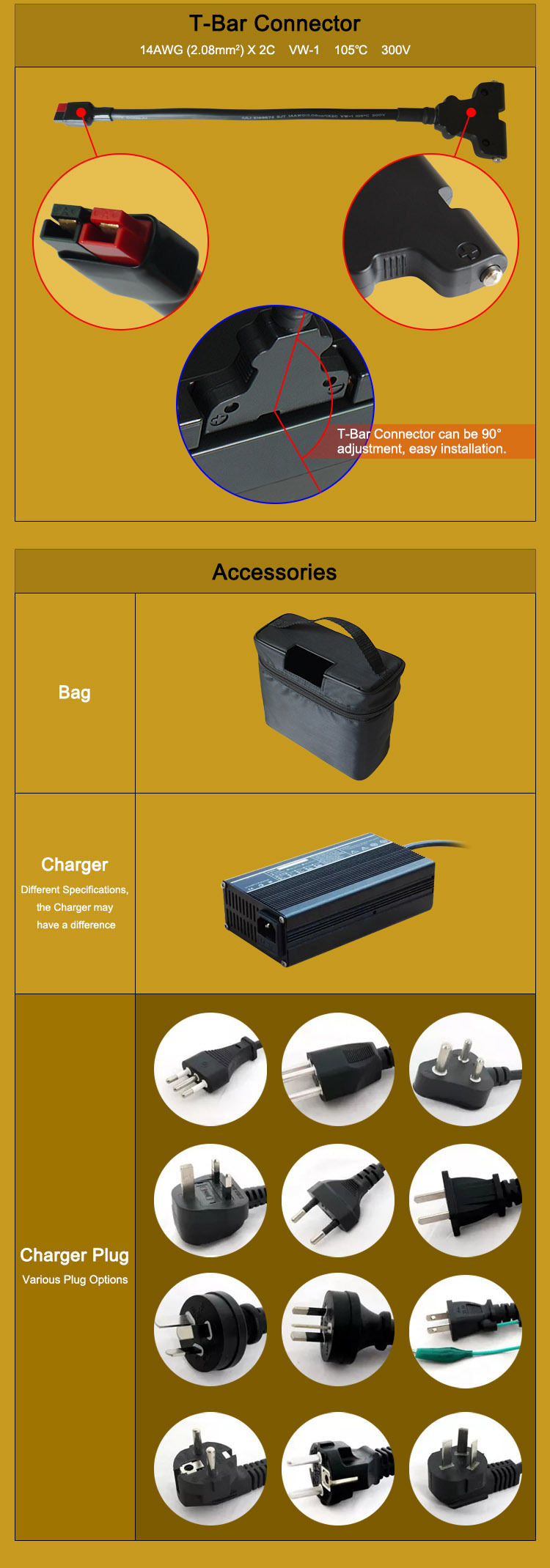 Cycle Life >2000 cycles 12V 22Ah LiFePO4 Electric Golf Trolley Lithium Battery With T-Bar Connector, Bag and Charger 12