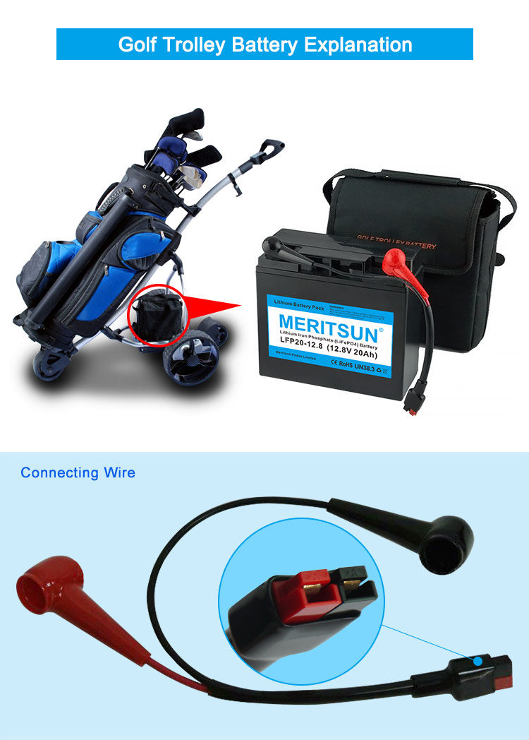 12V 20Ah LiFePO4 Lithium Battery for Electric Golf Trolley Cart Parts Cycle Life >2000 cycles 10