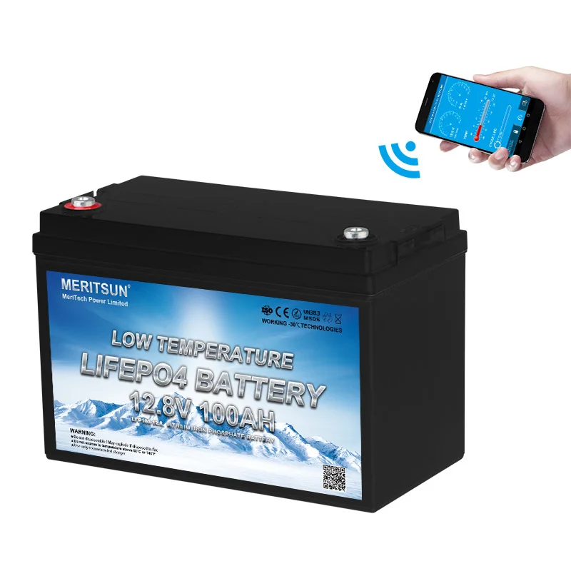 MERITSUN Low Temperature Lithium Battery 12V 100ah Lifepo4 Battery BOATS Golf Carts Solar Energy Storage Systems SUBMARINES 1